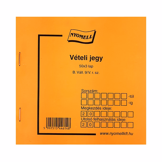 Nyomtatvány vételi jegy 50x3 Nyomtatvány vételi jegy 50x3