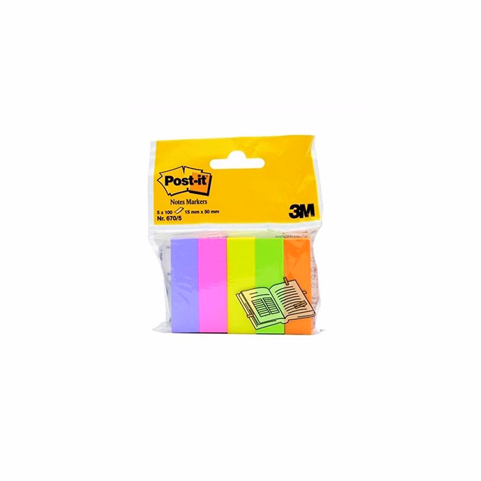 Oldaljelölő 3M Post-it LP670/5 papír neon 5 szín  5x100 lap