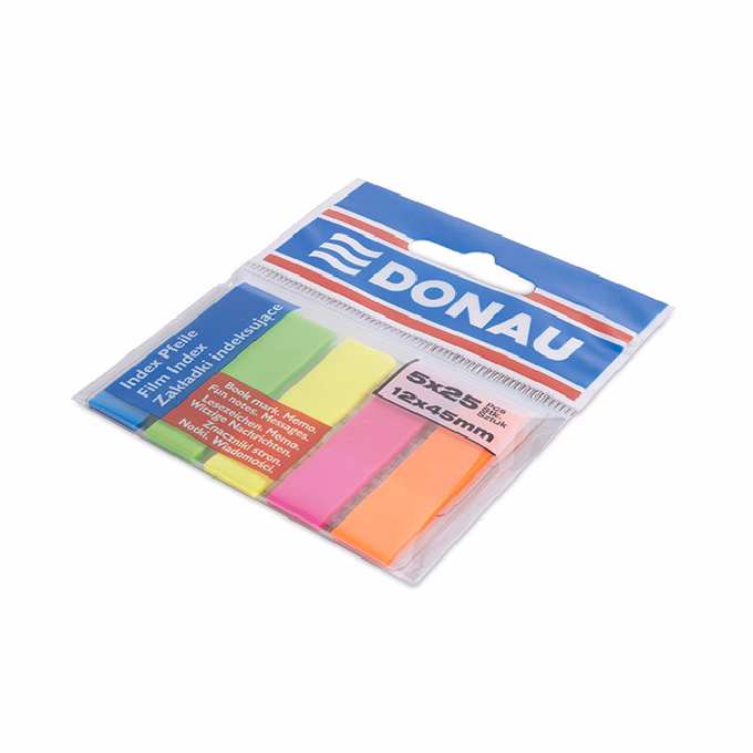 Oldaljelölő DONAU 12x45 mm PP vegyes neon szín 5x25 lap