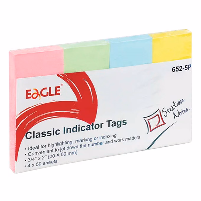 Oldaljelölő EAGLE 652-5P papír pasztell vegyes szín 4x50 lap