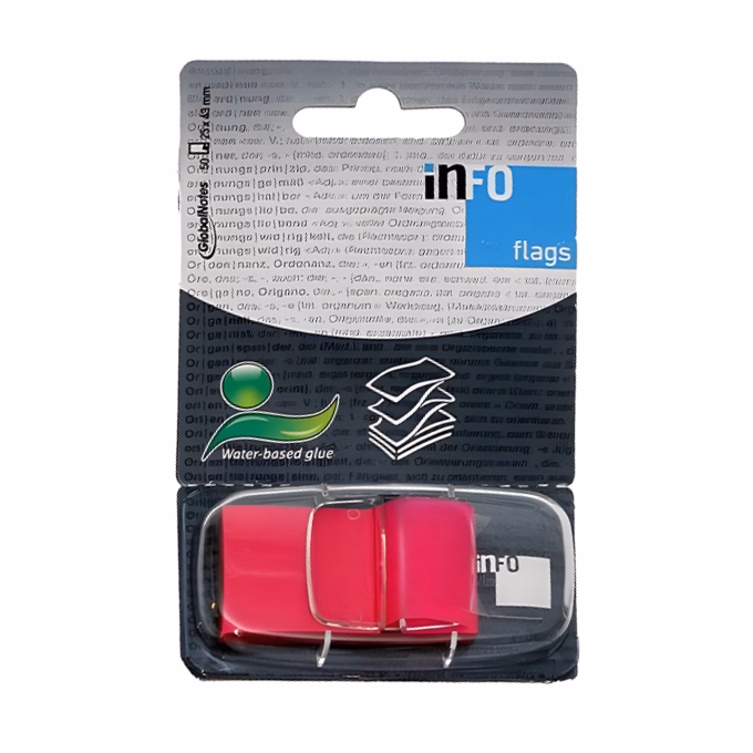 Oldaljelölő GLOBAL Notes Info Flags 7728-29 műanyag 25x43mm transparens/pink