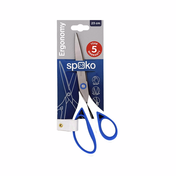 Olló irodai SPOKO Ergonomy 23 aszimetrikus kék-fehér
