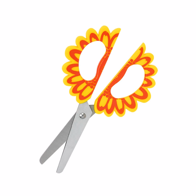 Olló iskolai FIORELLO GR-1509 virágos fogó rész kerekített 15cm