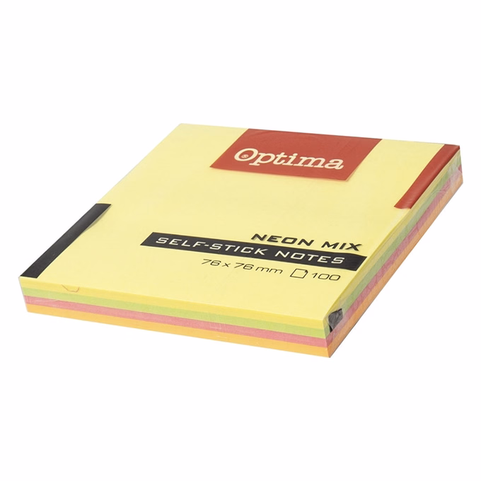 Öntapadós jegyzet OPTIMA 75x75mm neon 100 lap