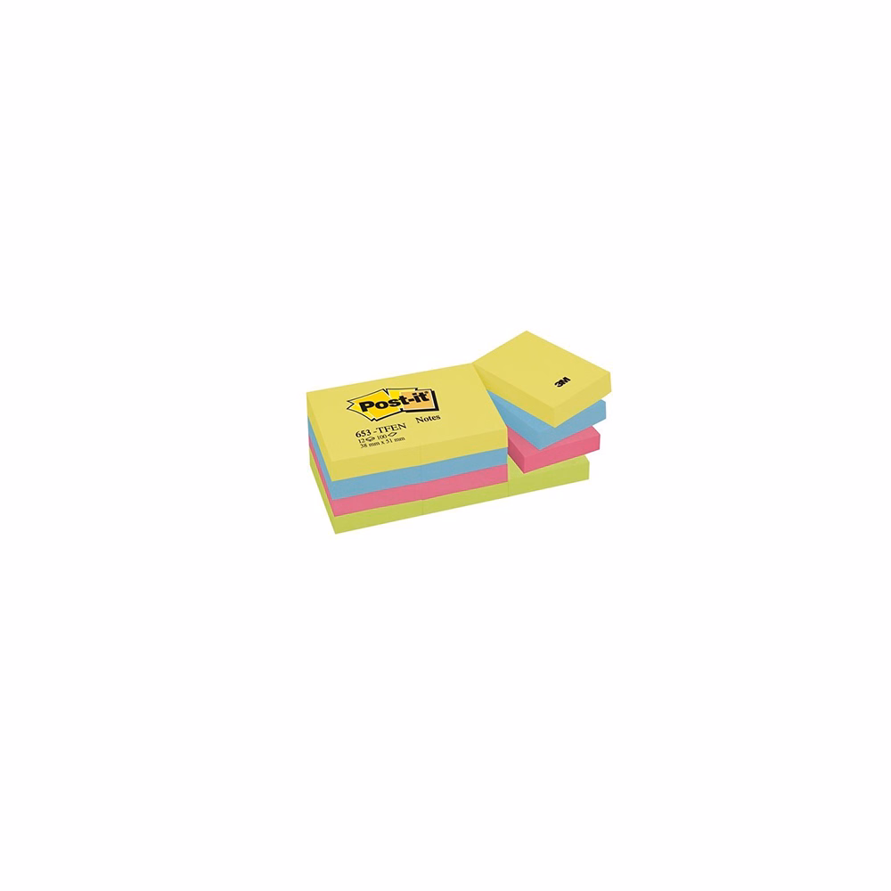 Öntapadós jegyzettömb 3M Post-it 38x51mm energikus színek 12x100 lapos Öntapadós jegyzettömb 3M Post-it 38x51mm energikus színek 12x100 lapos