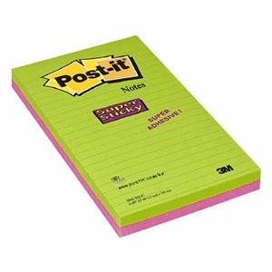 Öntapadós jegyzettömb 3M Post-it 584SS 125x200mm Super Sticky vonalas 100 lap