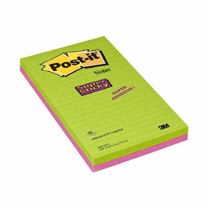 Öntapadós jegyzettömb 3M Post-it 584SS 125x200mm Super Sticky vonalas 100 lap