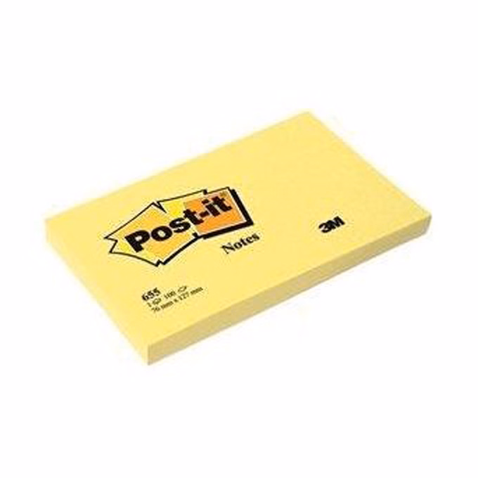 Öntapadós jegyzettömb 3M Post-it 655 76x127mm sárga 6x100 lap
