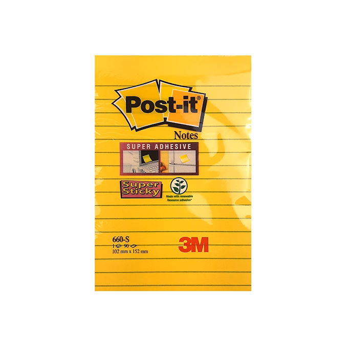 Öntapadós jegyzettömb 3M Post-it 660-3 102x152mm Super Sticky vonalas 90 lap