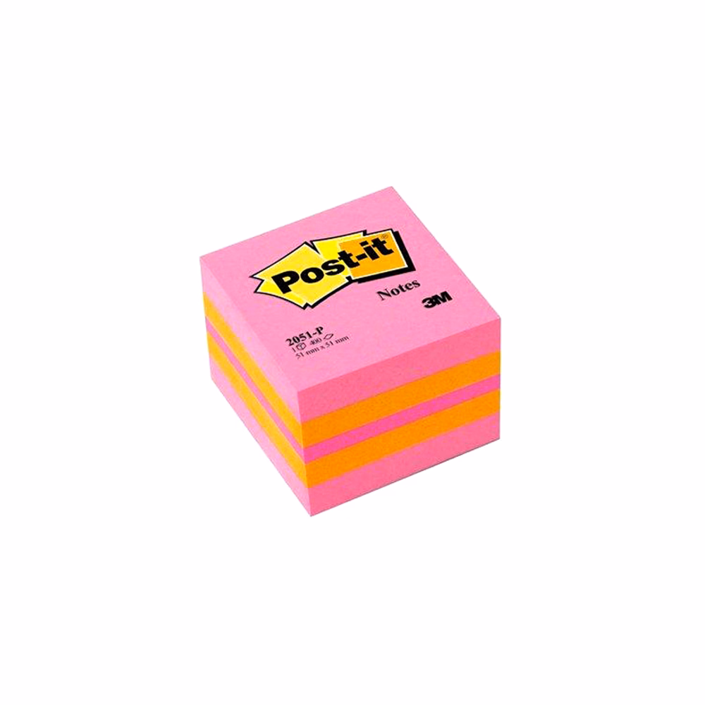 Öntapadós jegyzettömb 3M Post-it LP2051P 51x51mm mini kocka vegyes pink 400 lap