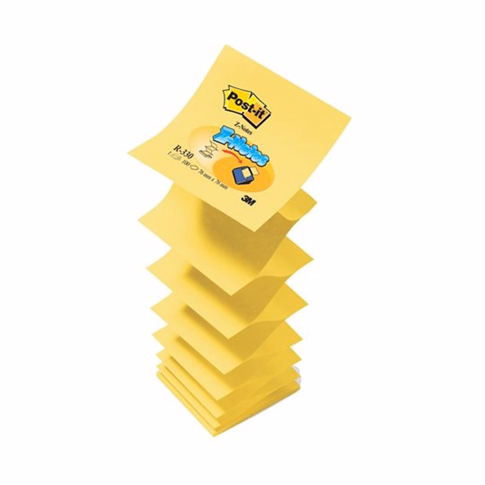 Öntapadós jegyzettömb 3M Post-it LP330N "Z" 76x76mm sárga 12x100 lap