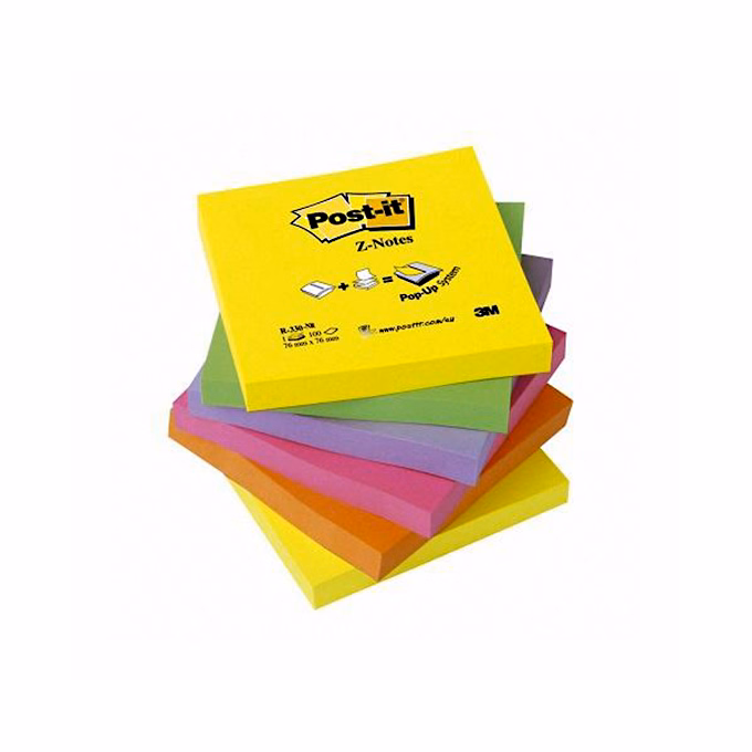 Öntapadós jegyzettömb 3M Post-it R-330-NR Z szivárvány 76x76mm 100 lap 6 tömb neon színek