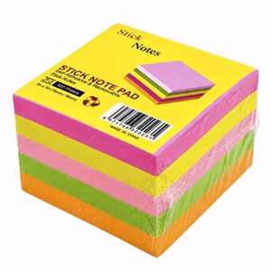 Öntapadós jegyzettömb 76x76mm neon mix 500 lap
