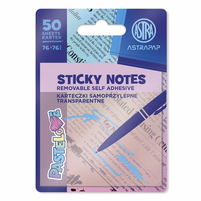 Öntapadós jegyzettömb ASTRA PAP pasztell 75x75 mm 50 lap