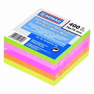 Öntapadós jegyzettömb DONAU 76x76 mm 400 lap vegyes neon színek