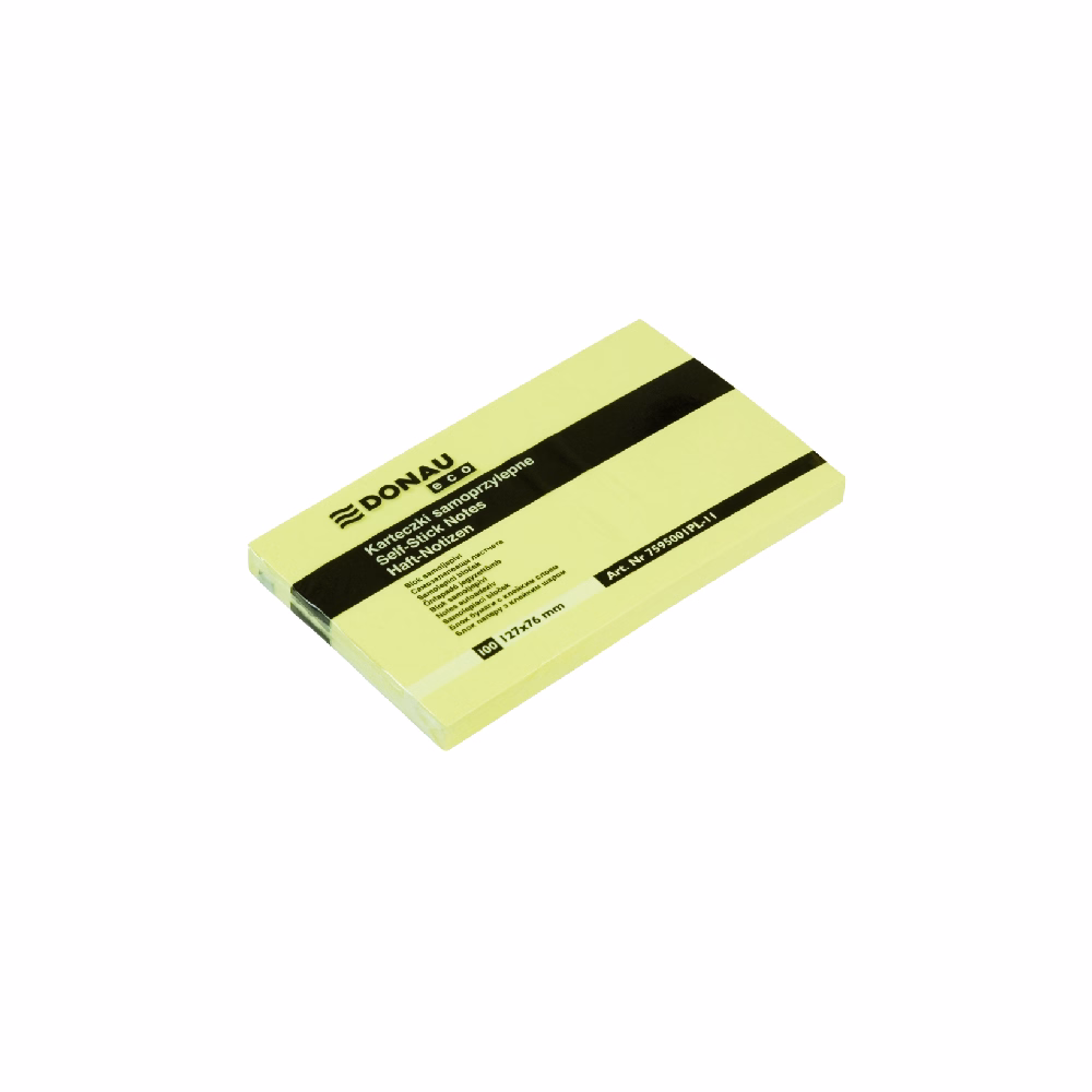 Öntapadós jegyzettömb DONAU ECO 127x76 mm 100 lap sárga