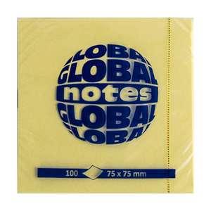 Öntapadós jegyzettömb GLOBAL Notes 3654-01 75x75mm sárga 100 lap