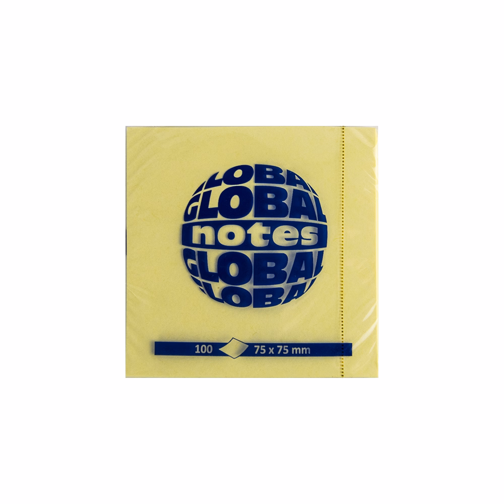 Öntapadós jegyzettömb GLOBAL Notes 3654-01 75x75mm sárga 100 lap