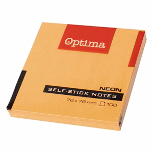 Öntapadós jegyzettömb OPTIMA 75x75mm neon narancs 100 lap