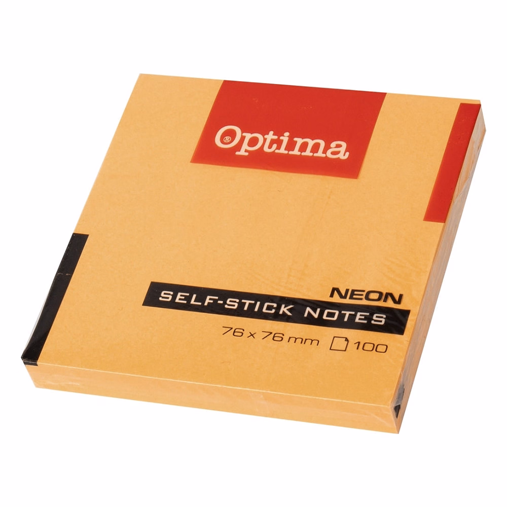 Öntapadós jegyzettömb OPTIMA 75x75mm neon narancs 100 lap