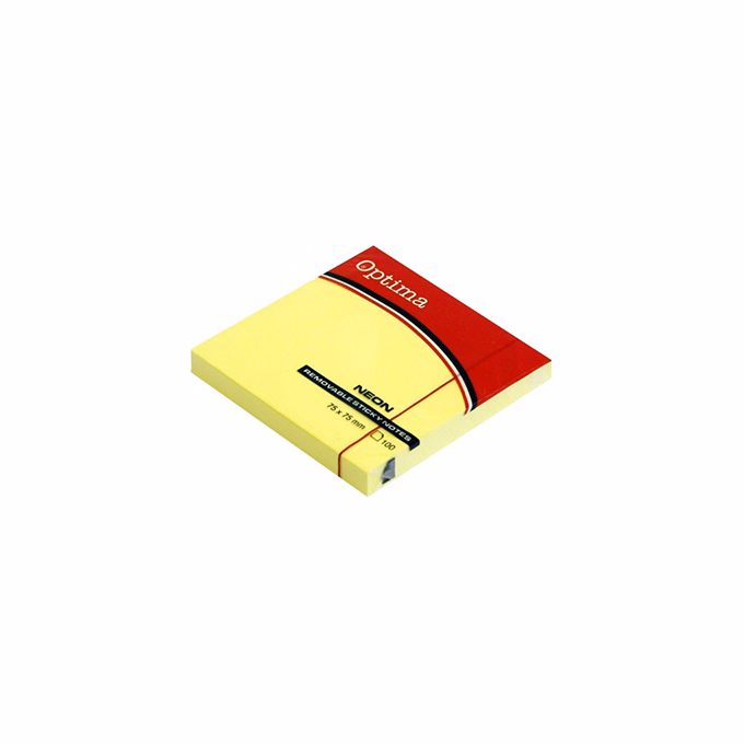 Öntapadós jegyzettömb OPTIMA 75x75mm neon sárga 100 lap