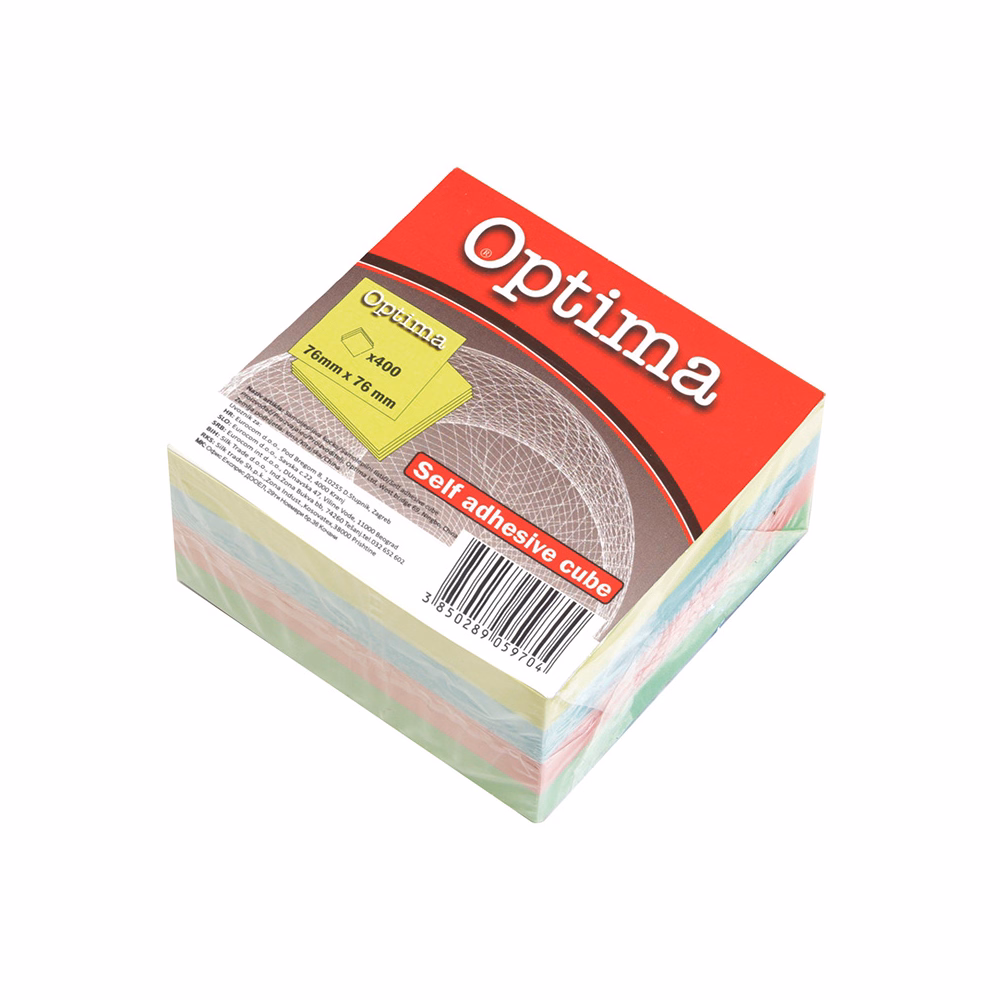 Öntapadós jegyzettömb OPTIMA 76x76mm pasztell 400 lap