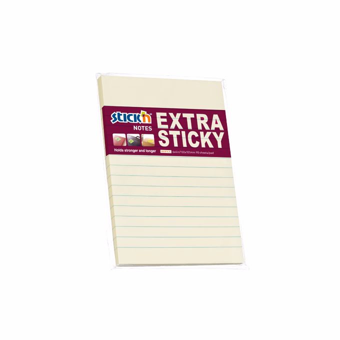 Öntapadós jegyzettömb STICK`N 150x101mm extra erős vonalazott pasztell sárga 90 lap