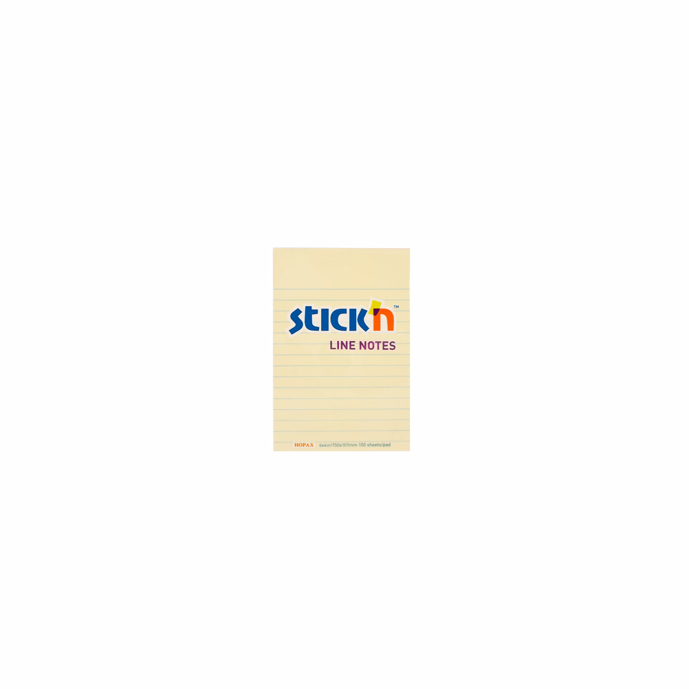 Öntapadós jegyzettömb STICK`N 150x101mm vonalazott sárga 100 lap