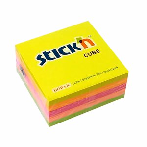 Öntapadós jegyzettömb STICK`N 51x51mm neon mix 250 lap