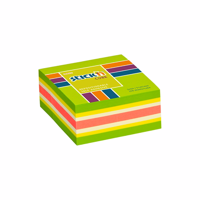 Öntapadós jegyzettömb STICK`N 51x51mm neon zöld mix 250 lap