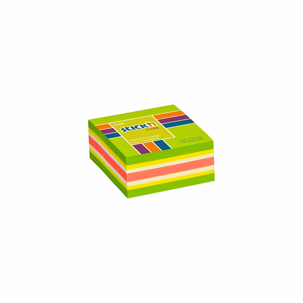 Öntapadós jegyzettömb STICK`N 51x51mm neon zöld mix 250 lap