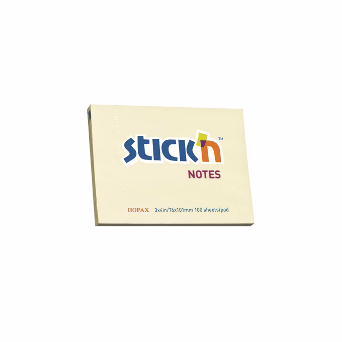 Öntapadós jegyzettömb STICK`N 76x101mm pasztell sárga 100 lap
