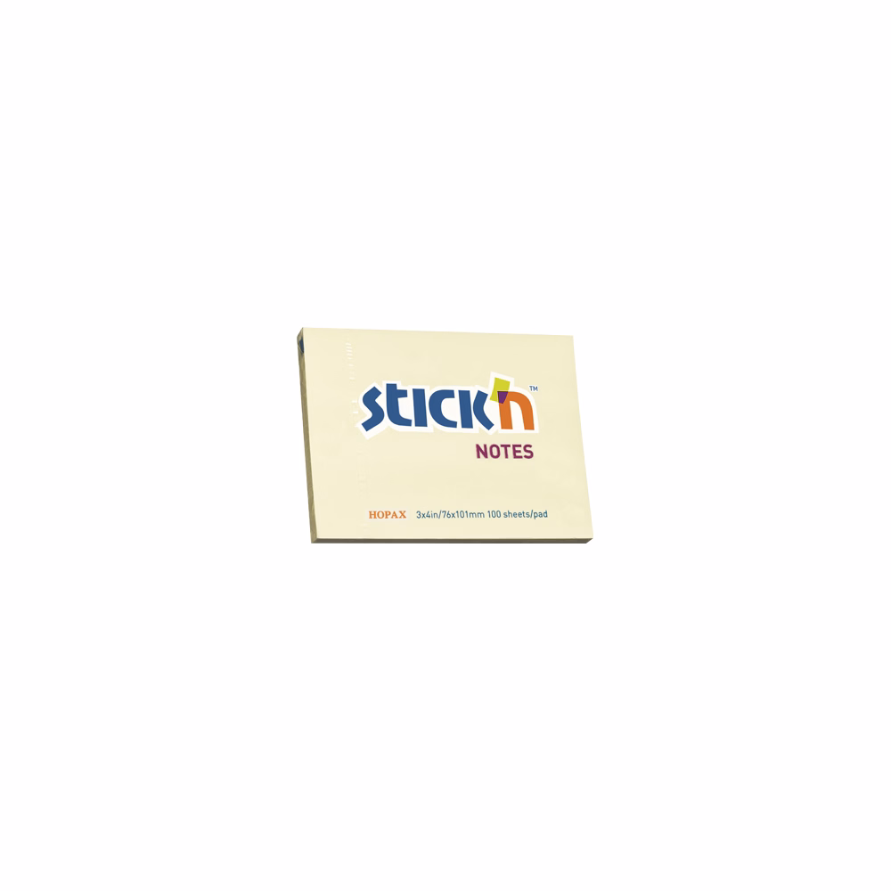 Öntapadós jegyzettömb STICK`N 76x101mm pasztell sárga 100 lap