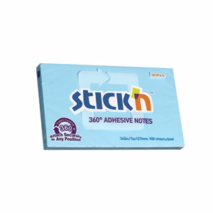 Öntapadós jegyzettömb STICK`N 76x127mm 360°-ban tapadó kék 100 lap