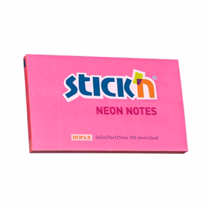 Öntapadós jegyzettömb STICK`N 76x127mm neon pink 100 lap
