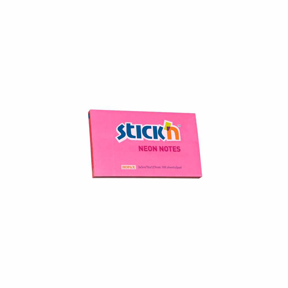 Öntapadós jegyzettömb STICK`N 76x127mm neon pink 100 lap