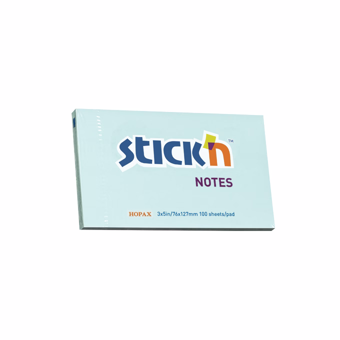 Öntapadós jegyzettömb STICK`N 76x127mm pasztell kék 100 lap