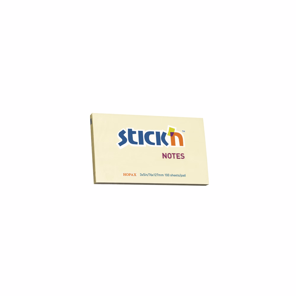 Öntapadós jegyzettömb STICK`N 76x127mm pasztell sárga 100 lap Öntapadós jegyzettömb STICK`N 76x127mm pasztell sárga 100 lap