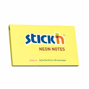Öntapadós jegyzettömb STICK`N 76x127mm sárga 100 lap