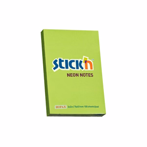 Öntapadós jegyzettömb STICK`N 76x51mm neon zöld 100 lap