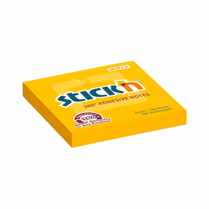 Öntapadós jegyzettömb STICK`N 76x76mm 360°-ban tapadó narancs 100 lap
