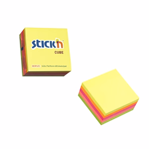 Öntapadós jegyzettömb STICK`N 76x76mm neon mix 400 lap