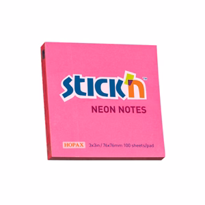 Öntapadós jegyzettömb STICK`N 76x76mm neon pink 100 lap