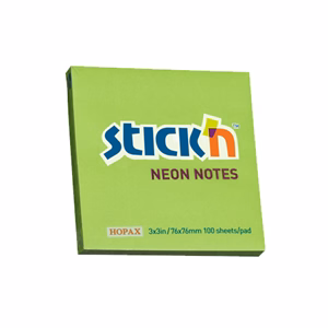 Öntapadós jegyzettömb STICK`N 76x76mm neon zöld 100 lap
