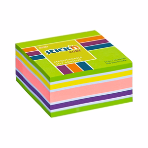 Öntapadós jegyzettömb STICK`N 76x76mm neon zöld mix 400 lap