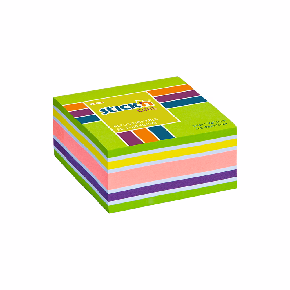 Öntapadós jegyzettömb STICK`N 76x76mm neon zöld mix 400 lap