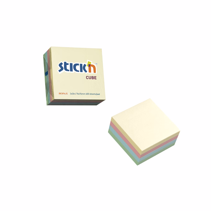 Öntapadós jegyzettömb STICK`N 76x76mm pasztell mix 400 lap