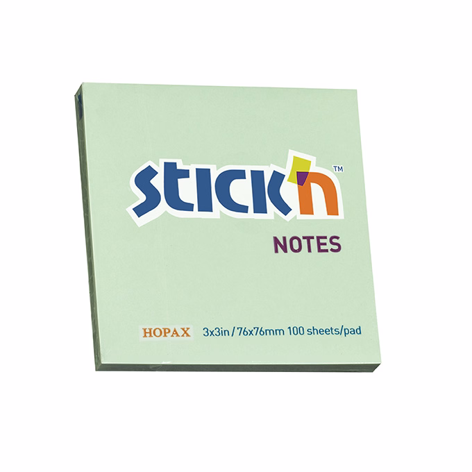 Öntapadós jegyzettömb STICK`N 76x76mm pasztell zöld 100 lap