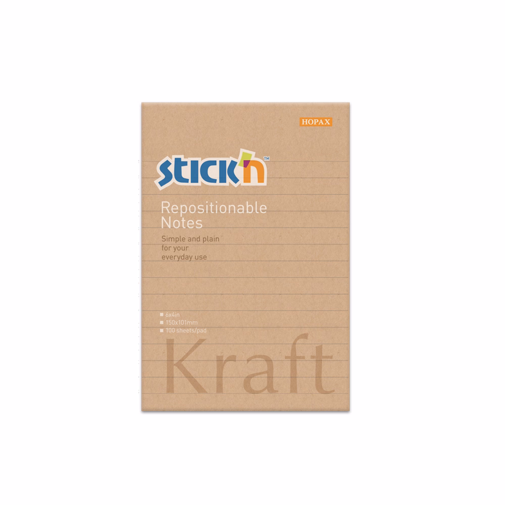 Öntapadós jegyzettömb STICK`N Kraft notes 150x101mm újrahasznosított natúr barna 100 lap