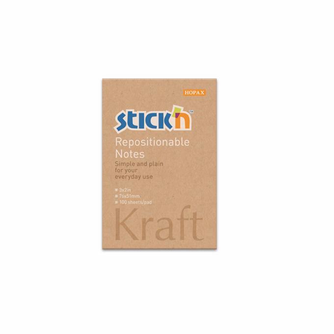 Öntapadós jegyzettömb STICK`N Kraft notes 76x51mm újrahasznosított natúr barna 100 lap Öntapadós jegyzettömb STICK`N Kraft notes 76x51mm újrahasznosított natúr barna 100 lap